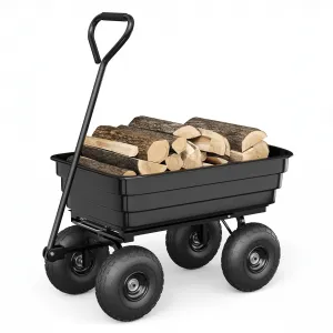 600lbs Poly Dump Cart Heavy Duty Yard Garden Cart Quick Dump 10" No-Flat Tires Steel Brackets Removable Dividers ATV Lawn Tractor Hauling