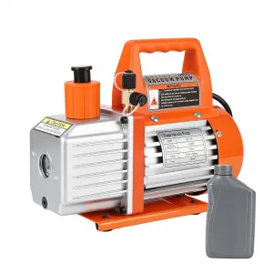 5CFM 1/2HP Single-Stage Rotary Vane Vacuum Pump Air Conditioner Refrigerant HVAC Tool with Oil Bottle for R12 R22 R134a R410a,for Resin Degassing, Refrigeration Maintenance, Vacuum Package etc