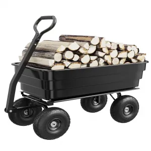 1200 lb Poly Dump Cart, Heavy-Duty Yard Wagon with Quick Dump, No-Flat 13" Tires, Steel Frame Garden Utility Cart