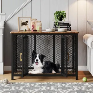 48 Inch Large Dog Crate Furniture with Top Access Door, Heavy Duty Dog Crate Wooden Indoor Decorate Pet Cage, Indestructible Pet Dog Kennel for Small, Medium, Large Dogs