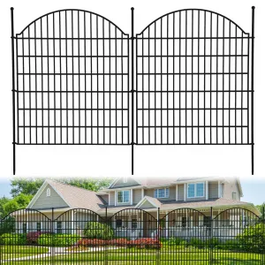 Decorative Garden Fence 10 Panels Rustproof Metal Wire Curved No Dig Temporary Dog Barrier Yard Patio