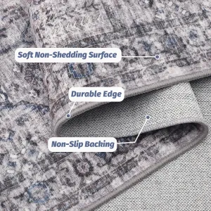 5x7 Area Rugs for Living Room Washable, Soft Vintage Large Bedroom Rugs, Boho Farmhouse Low Pile Non-Slip Indoor Throw Carpet Rugs for Bedroom Dining Room (Taupe, 5'x7')