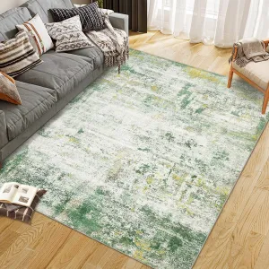 Washable Area Rugs 4ft x 6ft Non-Slip Soft Abstract Rug for Living Room Bedroom, Green
