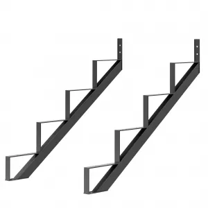 2 Pack Steel Stair Riser Metal Stair Step Riser For Outdoor Steps And Stairs 2, 4 Step Black