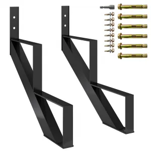 Steel Stair Step Riser Metal Stair Stringer with Reinforcing Support Legs for Indoor Outdoor Steps 2 Step Black