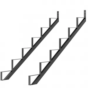 2 Pack Steel Stair Riser Metal Stair Step Riser for Outdoor Steps and Stairs 2, 6 Step Black