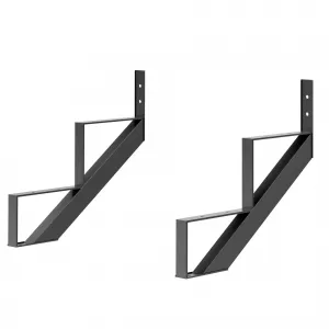 2 Pack Steel Stair Riser, Metal Stair Step Riser for Outdoor Steps and Stairs, 2 Step, Black, Durable and Rust Resistant