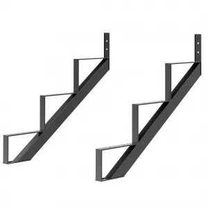 2 Pack Steel Stair Riser, Metal Stair Step Riser for Outdoor Steps, 2-3 Step, Black, Durable & Rust Resistant