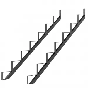 2 Pack Steel Stair Riser, Metal Stair Step Riser for Outdoor Steps and Stairs, 7 Step, Black
