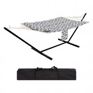 2-Person Hammock with Reinforced Steel Frame, 450lb Capacity, Quick-Fold Carry Bag, Cotton Fabric, Portable Lounger for Camping & Beach