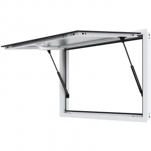 60" x 36" Aluminum Alloy Food Truck Concession Window With Awning Door & Drag Hook For Food Trucks And Trailers, Up To 85° Stand, Glass Not Included