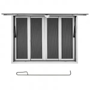 60x36 Aluminum Alloy Concession Window, Food Truck Window with 4 Sliding Mesh Screens, 85° Opening, Dual Waterproof Seals, Rust-Resistant, for Food Trucks & Trailers