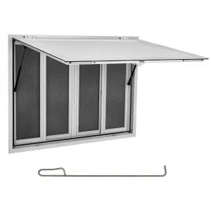 45"W x 30"H Aluminum Alloy Food Truck Concession Window - 4 Sliding Screen Windows, Awning Door, Durable and Secure Design