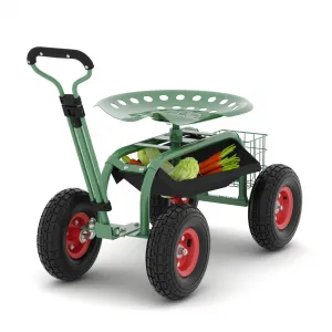 300 lbs Garden Cart  360° Swivel Adjustable Seat Yard Wagon for Gardening Enthusiasts