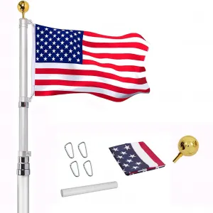 25FT Heavy Duty Commercial Flagpole Kit - Aluminum Telescoping In-Ground Flag Pole with Twist Lock System, Includes 3x5ft Nylon American Flag & PVC Sleeve for Yard, Residential & Commercial Use