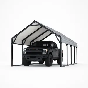 12x25 FT Metal Carport Oversized Reinforced Frame Steel Roof Rust-Resistant Triple Coated All-Weather Shelter for Trucks Boats Tractors