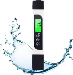 Water Quality Tester, TDS Meter, EC Meter & Temperature Meter 3 in 1, 0-9990ppm, Ideal Water Test Meter for Drinking Water, Aquariums, etc.