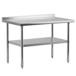60"L x 24"W x 34"H Stainless Steel Work Table - Commercial Prep Table with Undershelf & Backsplash for Home, Restaurant, and Hotel Kitchens (Silver)