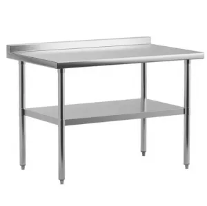 48"L x 24"W x 34"H Stainless Steel Work Table with Backsplash - NSF Certified, Heavy-Duty Kitchen Prep Table for Home, Restaurant, Hotel, and Outdoor Use