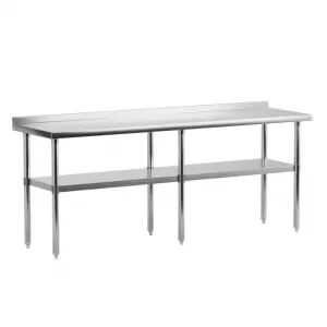72"L x 24"W x 34"H Stainless Steel Work Table with Backsplash - NSF Certified, Heavy-Duty Kitchen Prep Table for Home, Restaurant, Hotel, and Outdoor Use