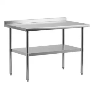36"L x 24"W x 34"H Stainless Steel Work Table with Backsplash - NSF Certified, Heavy-Duty Table with Undershelf for Home, Restaurant, and Hotel Use