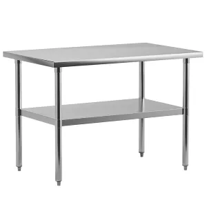30"L x 24"W x 34"H Stainless Steel Work Table (No Wheels) - Heavy-Duty Food Prep Table with Casters for Commercial Kitchens and Restaurants