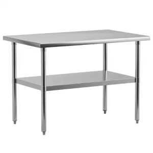 48"L x 30"W x 34"H Stainless Steel Work Table - NSF Certified, Heavy-Duty Food Prep Table for Home, Restaurant, and Hotel Use