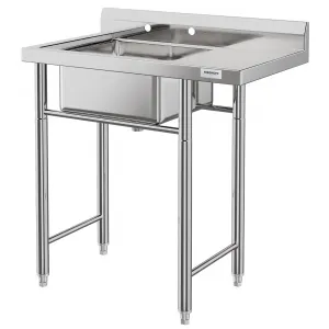 35.8"W x 21.3"D x 40.2"H Stainless Steel Utility Sink with Drainboard - Wide Compartment Freestanding Sink for Commercial Kitchen, Laundry, Backyard, Garage, and Outdoor Use