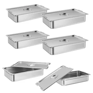 6 Pack Steam Table Pan,21"*13"*2.5"with Lid,NSF Certified, Catering Food Pan Commercial Stainless Steel