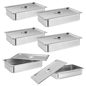 6 Pack Steam Table Pan,21"*13"*4" With Lid,NSF Certified,Catering Food Pan Commercial Stainless Steel