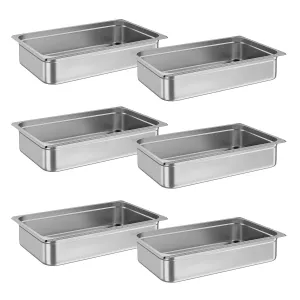 6 Pack Steam Table Pan,21"*13"*4" Without Lid,NSF Certified, Catering Food Pan Commercial Stainless Steel