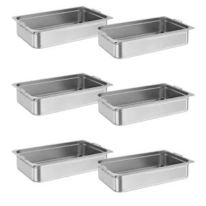 6 Pack Table Pan, 21"*13"*4" without Lid, Food Grade Stainless Steel Pan Set with Handles for Catering &Party