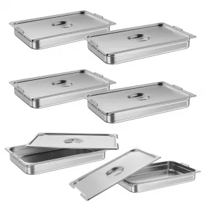 6 Pack Table Pan, 21"*13"*2.5" With Lid, Food Grade Stainless Steel Pan Set with Handles for Catering &Party