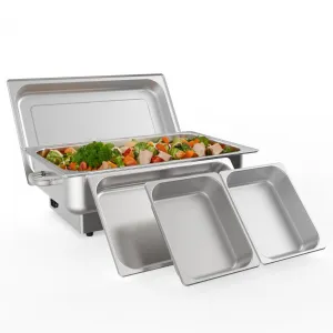 9QT(1x1/1+ 2x1/2Pan)Electric Chafing Dish with Temperature Control, Stainless Steel Buffet Servers and Warmers,Electric Chafing Dish Set with Temperature Control for Catering