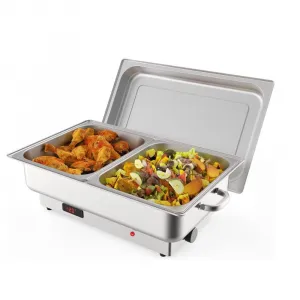 9QT(2×1/2Pan)Electric Chafing Dish with Temperature Control, Stainless Steel Buffet Servers and Warmers, Electric Chafing Dish Set with Temperature Control for Catering