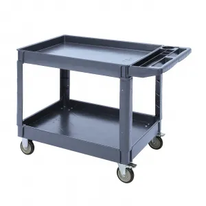 Service Utility Cart 2-Shelf Utility/Service Cart, 500-Pound Capacity, Storage Handle, for Warehouse/Garage/Cleaning/Manufacturing，45"X25" grey