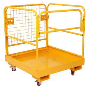 36"x36" inch 1150LBS Capacity Forklift Safety Cage Heavy Duty Collapsible Work Platform Forklift with 4 Universal Wheels