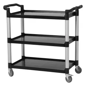 3-Shelf Utility Carts with Wheels, Heavy Duty 360lbs Capacity Rolling Service Cart, Restaurant Food Cart with Hammer for Office, Warehouse, Garage