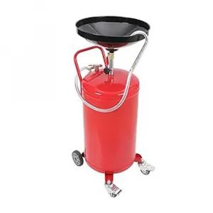 18 Gallon Adjustable Oil Drain Tank – Pneumatic Waste Oil Drainer with 17.8" Funnel, 39.37-63.78" Height Range, Level Display & Brake Wheels for Auto Shops & Home Use