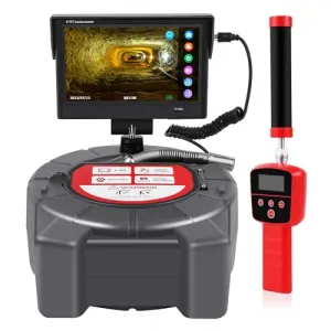 Sewer Inspection Camera with 512Hz Locator, 165ft Self-Leveling Snake Camera, 9" Touch HD Screen, DVR, Adjustable LEDs, 16GB SD Card, IP68 Waterproof for Sewer and Drainage Pipes - 165ft