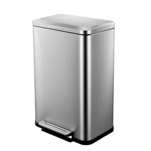 Garbage Can 13 Gallon Tall Kitchen, Hands-Free Stainless Steel Trash Can, Rectangular Fingerprint-Resistant Soft Close Kitchen Trash can with lid, for Kitchen, Office, Bathroom