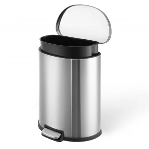 Stainless Steel Trash Can, Semi-Circular Steel Pedal Recycle Bin with Lid and Inner Buckets, Hands-Free Kitchen Garbage Can, 50 Liter / 13 Gallon