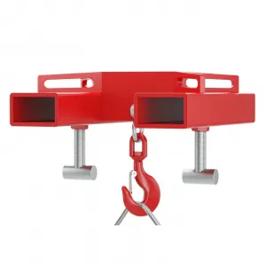 Forklift Lifting Hook Attachment, 6600 lbs Capacity, with Swivel Hook and 2 T-Bolts, Ideal for Converting Your Forklift into a Mobile Crane, Red