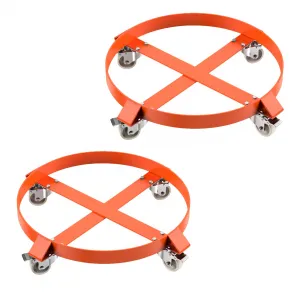 Two-Piece 55 Gallon Drum Dolly, Heavy Duty Barrel Dolly with 4 Caster Wheels, 1000 LBS Capacity Trash Can Dolly Non-tipping Hand, Orange Steel Frame Dolly