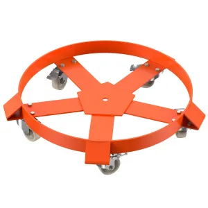 1250Lbs Capacity Drum Dolly, 55 Gallon Barrel Dolly with 5 Caster Wheels, Trash Can Dolly Non-Tipping Hand, Steel Frame Dolly Orange