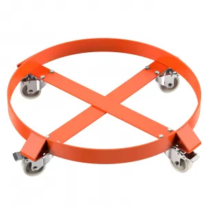 55 Gallon Drum Dolly, Heavy Duty Drum Dolly with 4 Caster Wheels, 1000 LBS Capacity Trash Can Dolly Non-tipping Hand, Steel Frame Barrel Dolly Orange