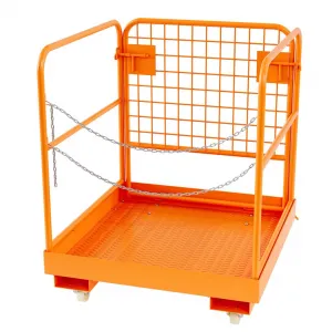 Forklift Safety Cage with Caster,36x36 Inches Heavy Duty Forklift Cage,Forklift Man Basket with Chian and Safety Lock up to Load 1200LBS for 1-3 People