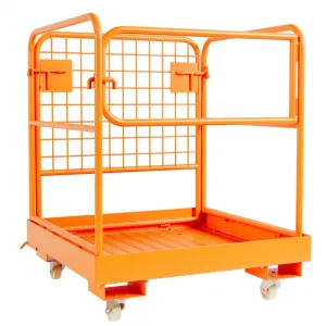 36"x36" Forklift Safety Cage, Foldable Forklift Work Platform,Forklift Man Basket 1200lbs Capacity with Protective Guardrail Chian for 1-3 People Drain Hole, Perfect for Aerial Work