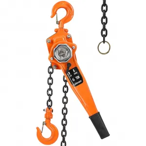 6 Ton 20 Ft Lever Chain Hoist, Dual Hooks for Garages