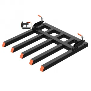 Clamp On Pallet Forks Fits 48" Bucket, 2500LB Capacity 5-Tine Attachment for Tractor & Skid Steer Loader